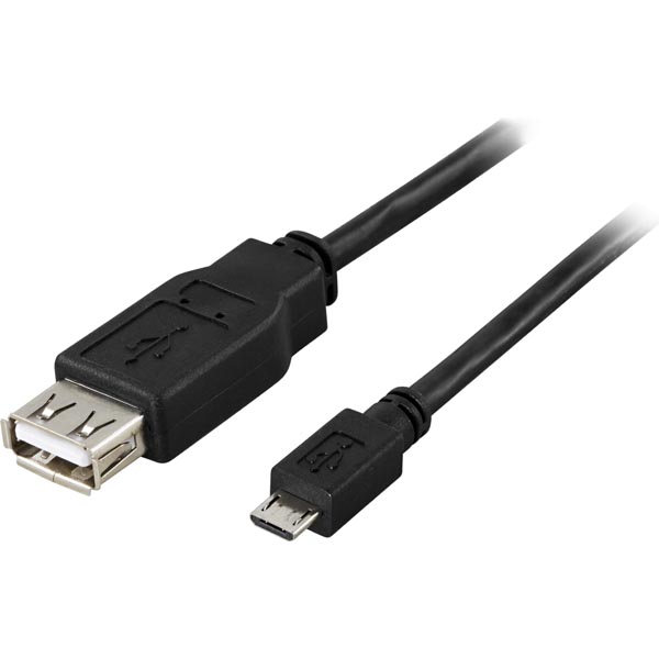 Adapter USB A hona - Micro B hane, OTG, 0,2m,svart