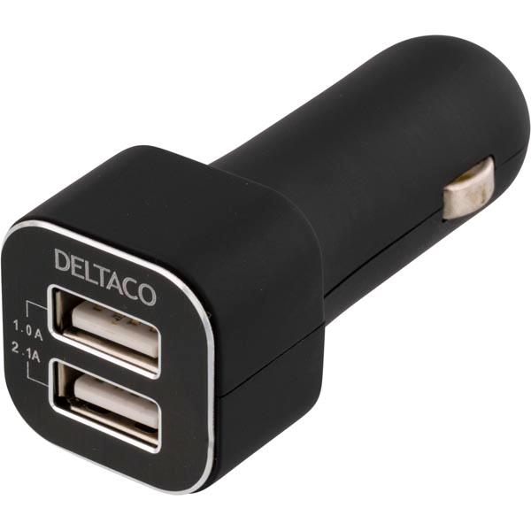 Adapter USB Billaddare cigg 2 x USB, 3,1A, svart
